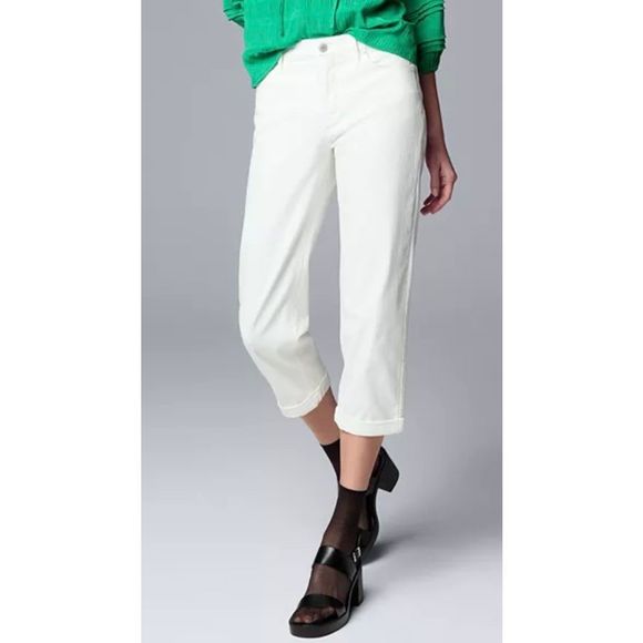 Simply Vera Vera Wang Denim - NWT Simply Vera Wang High ride boyfriend crop white jeans size 6